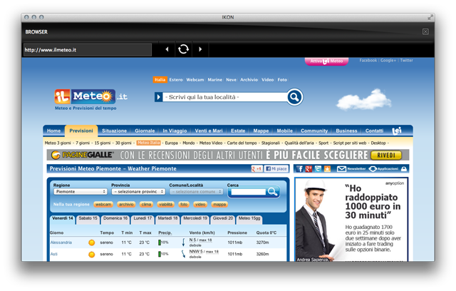 Esempio di pagina con link internet