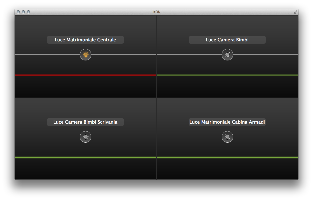 Esempio di pagina fullscreen con 4 pulsanti